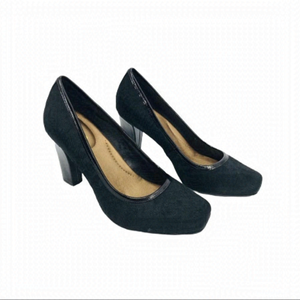 Me TOO | Black Genuine Calf Hair Chunky Heel Shoes | 7.5